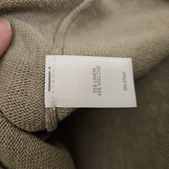 J. Jill Long Linen-Blend Long Cardigan Women Med Button Front V-Neck Sage Green - Picture 7 of 14